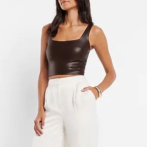 NWT Express Body Contour Faux Leather Square Neck Cropped Tank